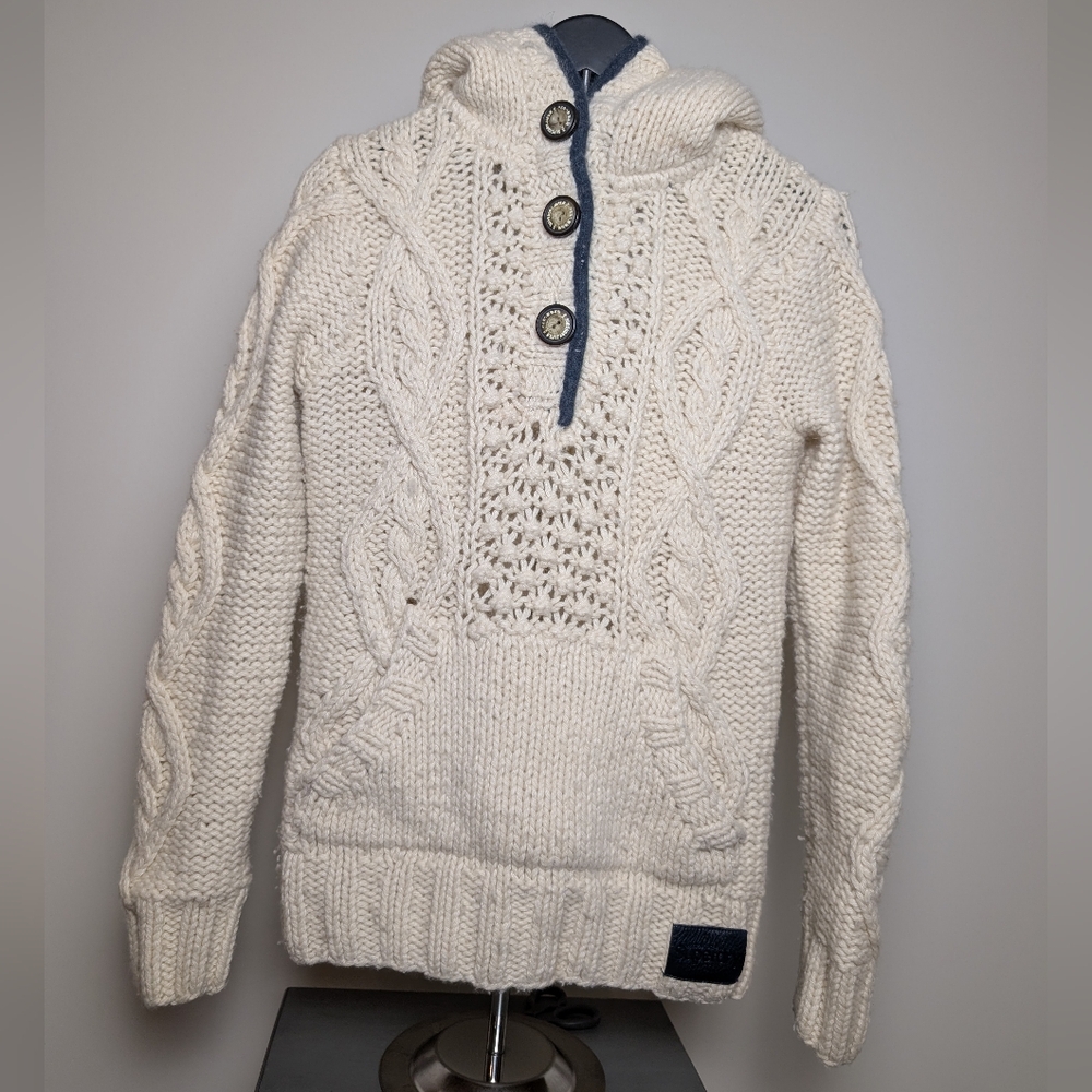 Men's White Cable Knit Sweater